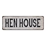 HEN HOUSE Vintage Look Rustic Metal Sign Plaque Retro Signs Wall Decor 6 x 18 High Gloss Metal 206180035057
