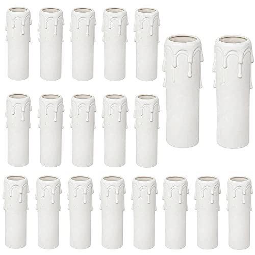 Sctmda Portalámparas Tipo Vela 20 Piezas Manga para Vela Casquillos de Vela Casquillo Vela Portalámparas Vela Casquillo Manga para Vela de Lamparas Manga de Goteo de Velas Blanco 25 x 100mm Cover