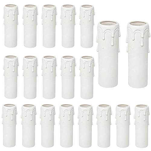 Sctmda Portalámparas Tipo Vela 20 Piezas Manga para Vela Casquillos de Vela Casquillo Vela Portalámparas Vela Casquillo Manga para Vela de Lamparas Manga de Goteo de Velas Blanco 25 x 100mm