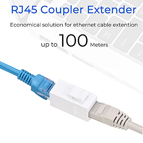 Rapink Rj45 Coupler Inline Adapter Keystone, Female To Female Network Connector 5 Pack For Ethernet Cat6/Cat5E/Cat5 Cable Extender With Gold Plated White #TOP1