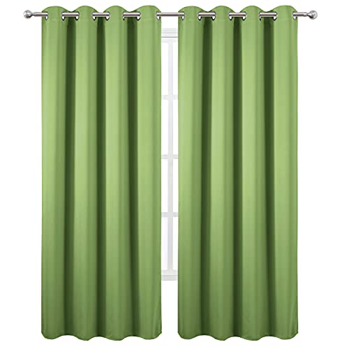 Image of LEMOMO Blackout Curtains 66 x 84 inch /Light Green Curtains Set of 2 Panels /Thermal Insulated Room Darkening Bedroom Curtains