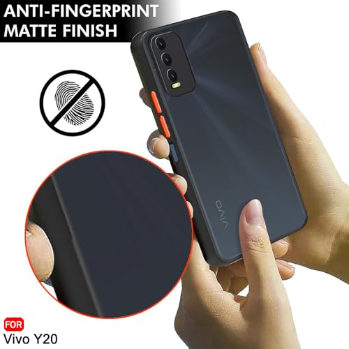 Image of TheGiftKart Translucent Hybrid Back Case Cover for Vivo Y20 / Y20a / Y20g / Y20i / Y20t / Y12g / Y12s | Smoked Matte Back | 360 Degree Protection | Protective Hard Back Cover (PC & TPU, Black Bumper)