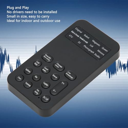 Handheld Voice Changer, Portable Voice Disguiser with 7 Voice Changes, 8 Sound Effects, 3.5mm Handheld Sound Card for Calling, Online Games, Live Streaming