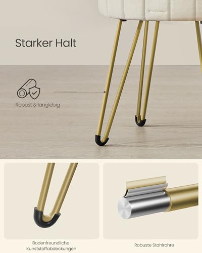 SONGMICS Runder Sitzhocker, mit Stauraum, Samt, 39 cm d, 44,4 cm H – Ansicht 6