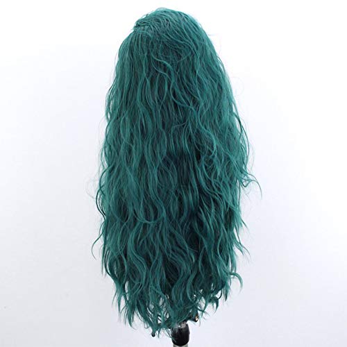 Hair Green Color Synthetic Lace Front Wig Heat Resistant Fiber Long Curly Wavy Fashion Style Free Part Green Lace Wig 24inches Water Wave Party Wig