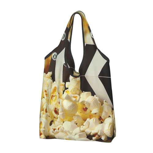 Sac à provisions réutilisable noir lot de 3 avec imprimé pop-corn fun