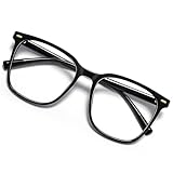 MACJERO Oversized Square Blue Light Blocking Glasses for Women Men, Anti-Fatigue Computer Monitor Gaming Glasses Reduce Eye Strain(Black)