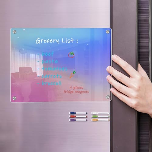 Tableau effaçable à sec en acrylique magnétique transparent pour l'organisation de votre réfrigérateur