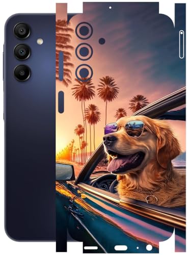 Image of AtOdds - Full Body Back Screen Guard Protector Film - Lamination Wrap Skin Sticker Compatible with Samsung Galaxy A15 (5G) | Scratchproof Matte Finish (Happy Doggo)