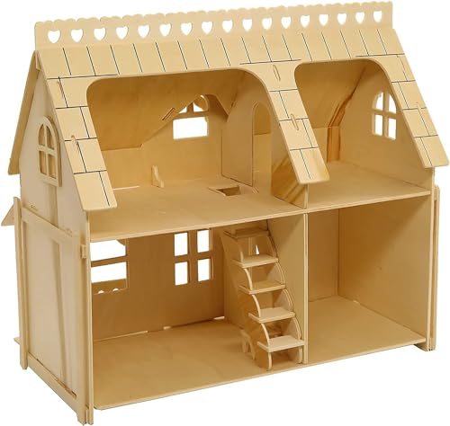 CUTEROOM Maison de poupées en Bois lemogo (Maison séparée) - Kit de Construction Artisanale en Bois (DH003)
