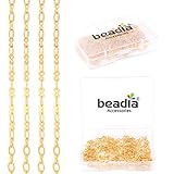 BEADIA Cadenas O chapadas en oro de 18 quilates de 3 mm, 2 metros para hacer joyas
