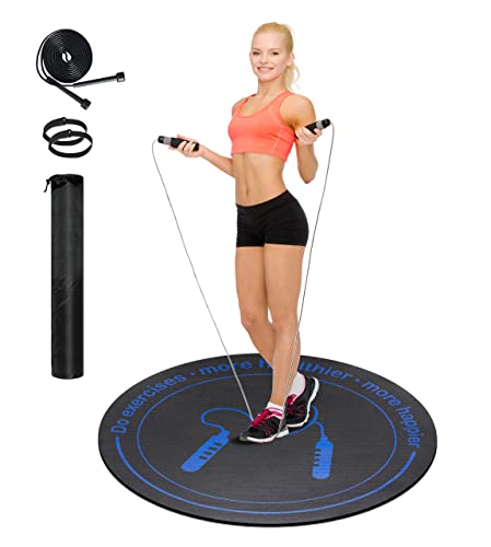 LaiEr Runde Springseilmatte Große Größe Rutschfeste Springseil-Workout-Matten für Home Gym Bodenbelag (130cmx6mm) Cover