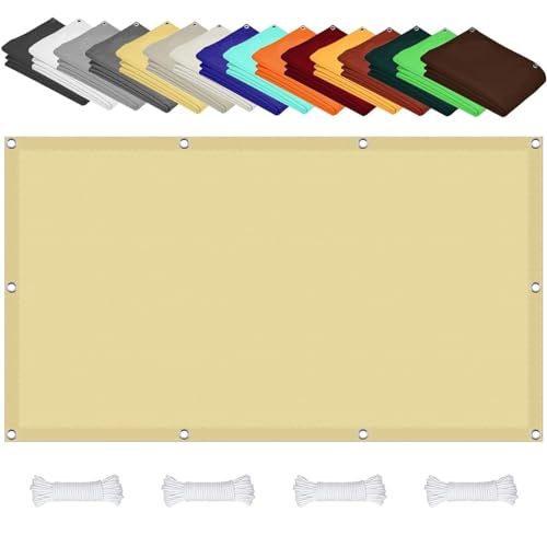 Voile d'ombrage imperméable rectangulaire 1.7x5m jaune sable pour terrasse - 2