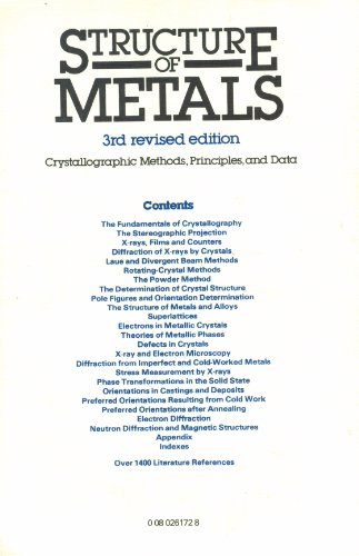 Structure of Metals, Third Edition: Crystallogr... 0080261728 Book Cover