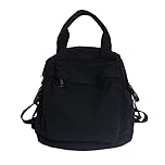 Sumleno Small Boho Canvas Backpack for Women Vintage Style Outdoor Travel Bag Casual Daypack Grunge Aesthetic Hippie Y2K Backpack, Black, One Size, Daypack Backpacks