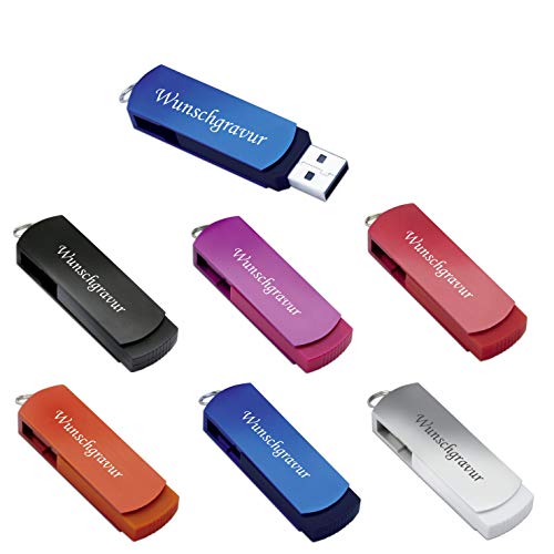 REFLECTS Arauca - Memoria USB de Moda de 4 GB con Grabado Personalizable y en Color, Incluye Estuche de Regalo - 51814 - Azul