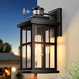 OPAXIS Large Motion Sensor Outdoor Light, Black Porch Light Dusk to Dawn, Waterproof Outdoor Motion Sensor Light, Anti-Rust Outside Lights for House, Garage, Doorway, Porch, 100% Aluminum