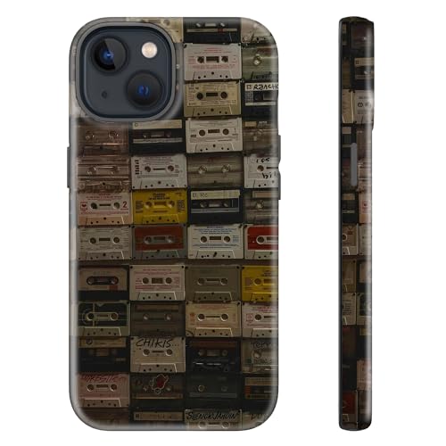 sallvmbek for iPhone 14 Case/iPhone 13 Case 6.1 inch,Cute Tape Print Pattern Fashion Aesthetic Design,TPU and Hard PC Protective Shockproof Slim Phone Cover for Women Girly