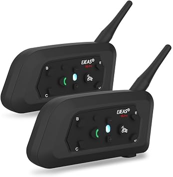 EJEAS V6Pro+ Motorcycle Helmet Intercom 2 Pack, 6-Rider Pairing, 800m