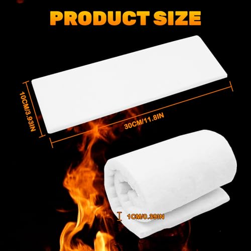 OVBOVA 6 Stücke Keramikwolle für Bioethanol Kamin, Keramikfasermatte für Tischkamin Indoor, Ethanol Brenner Zubehör, 30x10x1.3cm