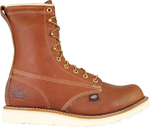 Thorogood American Heritage 8” Soft Toe Work Boots For Men Made From Premium Leather With Slip-Resistant Wedge Outsole And Shock-Absorbing Insole; Eh Rated, Tobacco, 13 D Us #TOP1