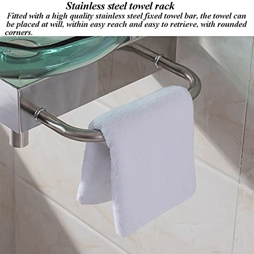 Minilavabo montado en la pared, artístico de vidrio templado, juego de lavabo para baño pequeño, estación de lavado de manos