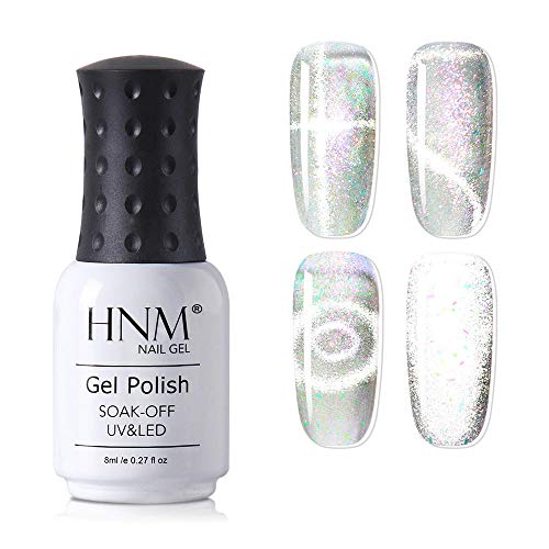 HNM Gel Polish Soak Off Galaxy Platinum Cat Eye Gel Nail Varnish Glitter Nail Polish 8ML