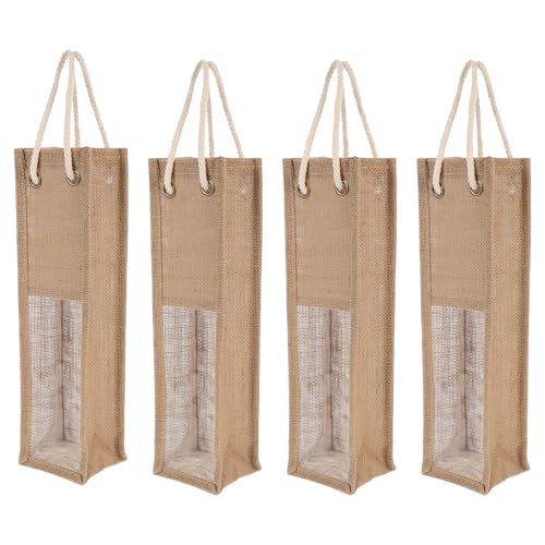 Bolsa de yute para vino con acabado caqui de alta resistencia y diseño reutilizable