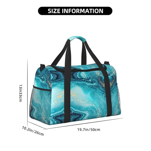 Bolsa de viaje de mármol azul y dorado para tus días de playa, piscina y gimnasio 4