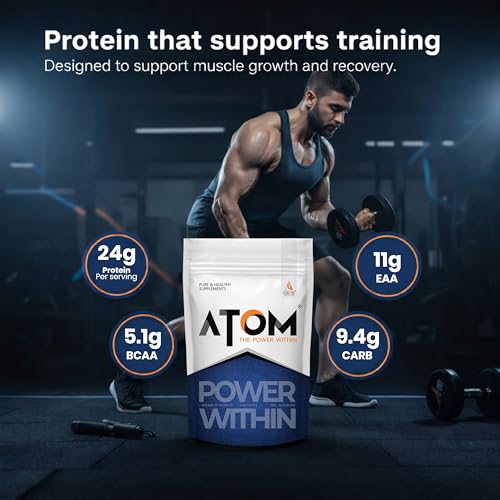 Image of AS-IT-IS ATOM PWR Whey XL - Powered with Fermented Yeast Protein Isolate, 24g Protein, with DigeZyme, Easy Digest, Lean Muscle Gains & Strength, Rapid Recovery, 2kg Double Rich Chocolate