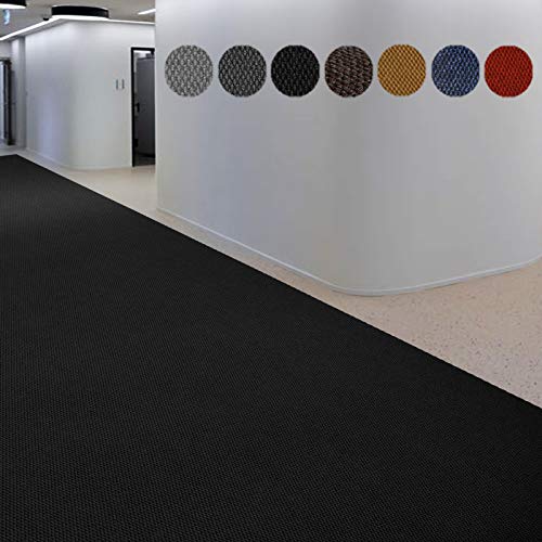 Floordirekt Schmutzfangmatte 80 x 150 cm Schwarz, ideal auch als Schmutzfangteppich nach Maß, Teppich Flur Läufer, Küchenteppich - waschbar rutschfest, Sauberlaufmatte, Meterware (Hong Kong)