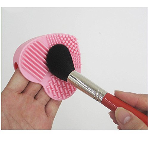 Limpador de pincéis de maquiagem AKOAK em silicone, formato de coração, rosa, 1 unidade
