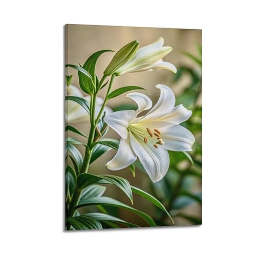 Décoration murale artistique moderne lys blancs pour rompre la monotonie