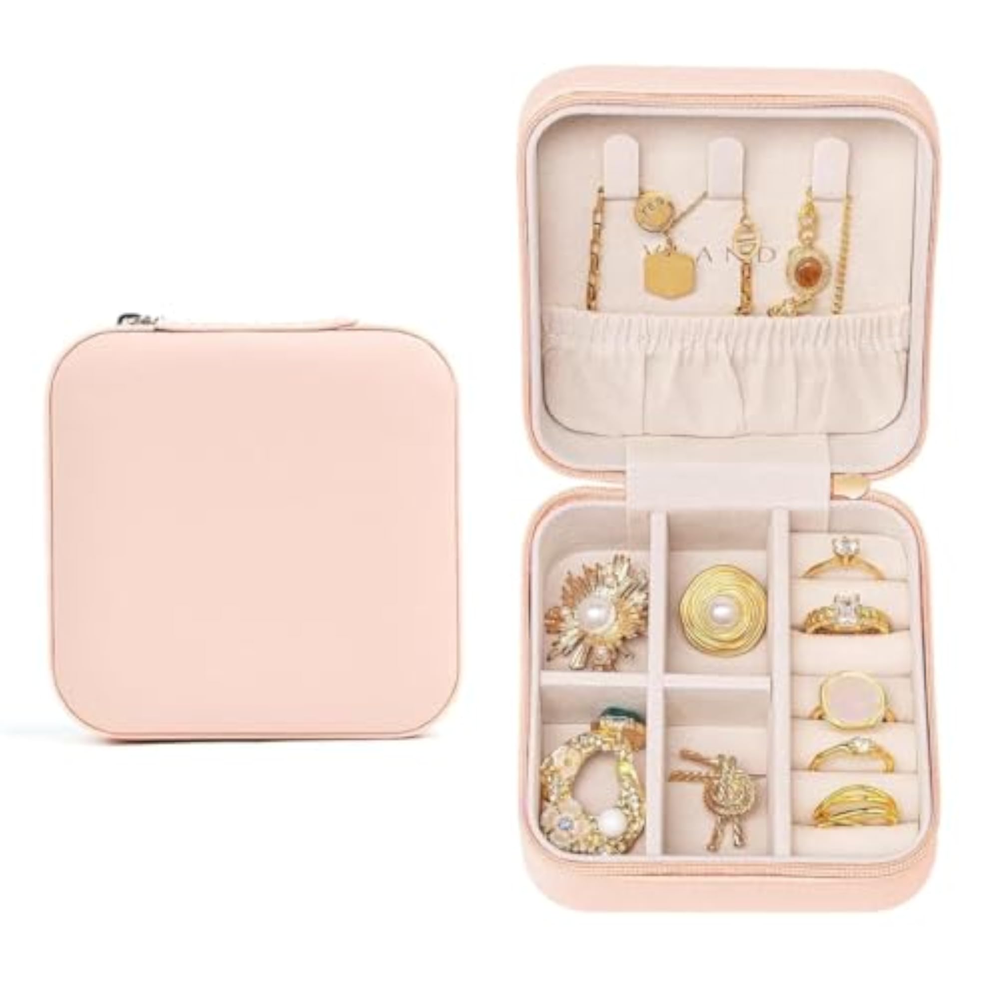Faux Leather Mini Jewelry Travel Case, Small Organizer