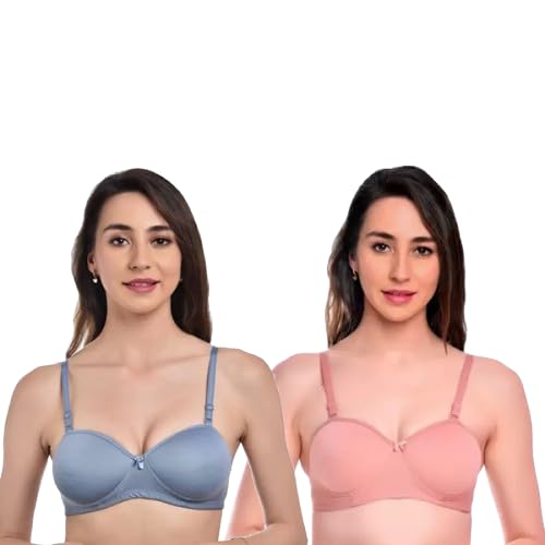 FitSilk Women's Cotton Blend Lightly Padded Wirefree T-Shirt Bra Combo-picture-38