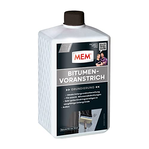 MEM Bitumen-Voranstrich, Gutes Eindringvermögen, Optimale Haftung, Gebrauchsfertig, Einfach zu verarbeiten, Lösemittelfrei, 1 l, Dunkelbraun