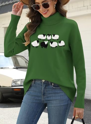 Image of ANFTFH Womens Turtleneck Sweater 2025 Ribbed Knit Top Pullover Sweaters
