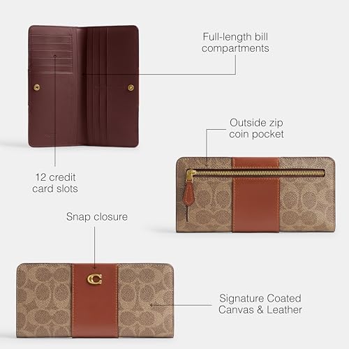 Coach Women's Essential Slim Wallet in Signature Canvas, B4/TAN Caramel3