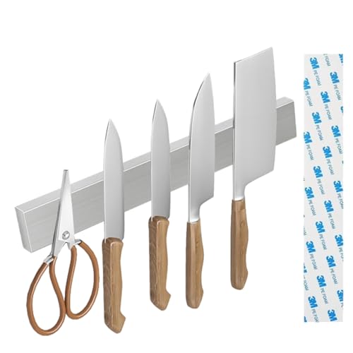 Tira magnética para cuchillos de 12 pulgadas, sin taladrar, soporte magnético de acero inoxidable con uso multiusos como soporte para cuchillos, soporte para utensilios de cocina, barra magnética