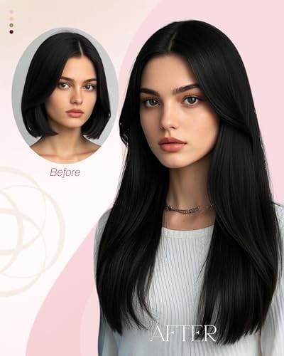 Image of Moresoo Nano Bead Hair Extensions Human Hair, Jet Black, 16 Inch | 50g 50 Strands, Cold Fusion Extensions, Comfortable Wear with Individual Strand Placement for Everyday Length Enhancement