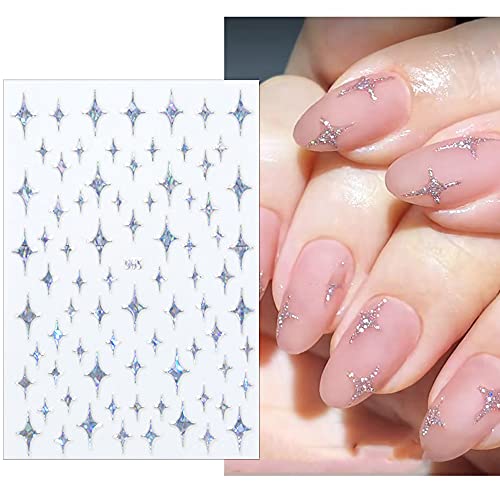 Stars Nail Art Stickers Decals 6Sheets Nail Art Supplies 3D Self-Adhesive Nail Art Decoration Stars Holographic Laser Design Nail Art Accessories Women And Girls Diy Acrylic Nail Art #TOP3