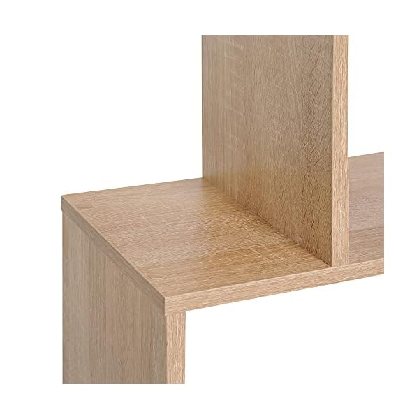 HOMCOM Wooden Wood S Shape Storage Display 6 Shelves Room Divider Unit Chest Bookshelf Bookcase Cupboard Cabinet Home Office Furniture (Oak) - Image 9