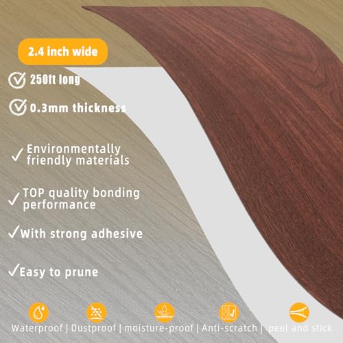 Image of GSCIT Club Wood Grain Repair Tape, 2.4 inch X 250ft Self Adhesive Cherry Grain Repair Patch for Tables, Chairs, Baseboards, Doors, Windows, Floors, Handicraft DIY.
