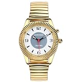 LAKXIUL English Talking Watch can Play time, Date, Month, can Set Three Alarms, Gold Alloy Shell, Go