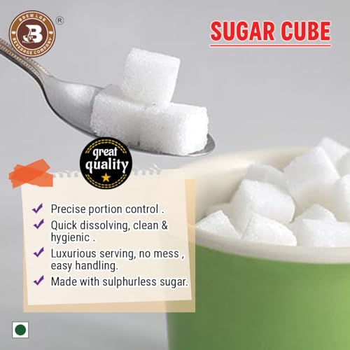 Image of Brew Lab Sulphur Less White Sugar Cube (250 g) | No Harmful Chemicals Perfect For Tea & Coffee | Sugar