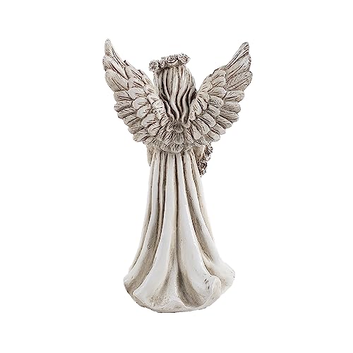 Angel Garden Statue Holding A Floral Wreath, Angel Memorial Figurine For Patio, Lawn, Yard, Memorial Gift Bereavement Gifts Religious Gifts Sympathy Gift Cemetery Grave, Ployresin 11.8 Inch #TOP5