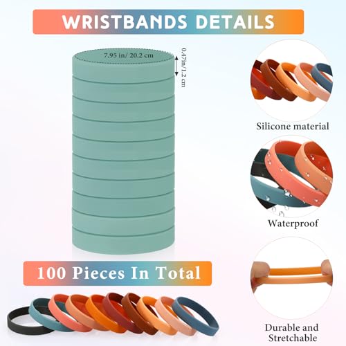 Image of Liliful 100 Pcs Silicone Rubber Wristbands Rubber Wristband Bracelet Bands for Silicone Wristbands for Women Men(Morandi Color)