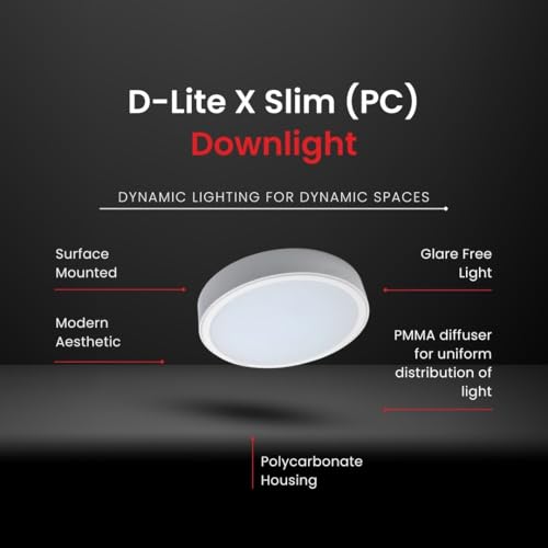 Image of Instapower Polycarbonate Surface Ceiling Light Ultra Slim Round LED Downlight 2-Year Warranty (Warm White-10W)
