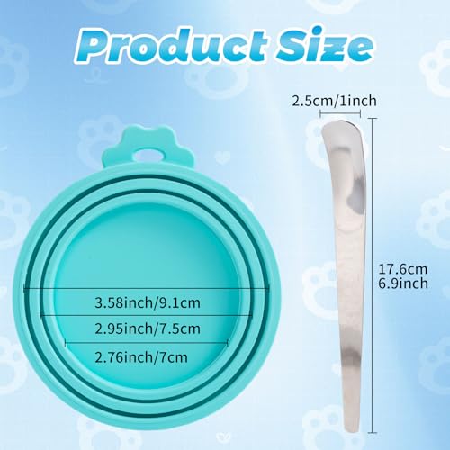 SLSON 4 Pack Pet Tin Can Silicone Lids with 1 Spoon Universal Cat Food Can Covers 1 Fits 3 Standard Size Pet Covers lids for Dog＆Cat Food Storage - Image 3