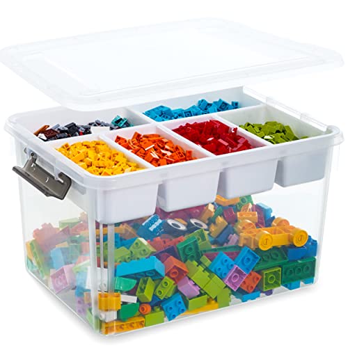 Image of Citylife 32 QT Plastic Storage Box with Removable Tray Craft Organizers and Storage Clear Storage Container for Organizing Bead, Tool, Sewing, Playdoh